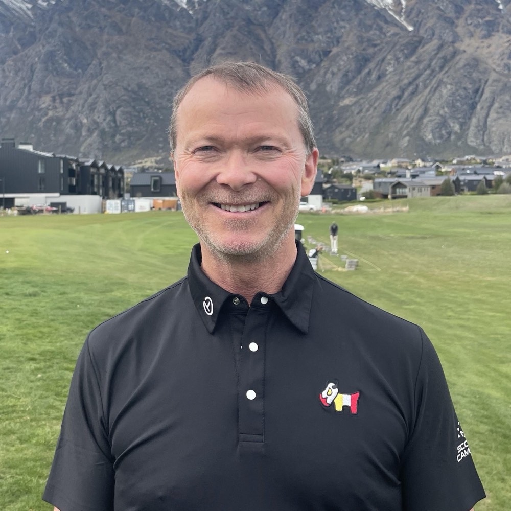 Bevan Kidd smiling on the practice ground at Jacks Point